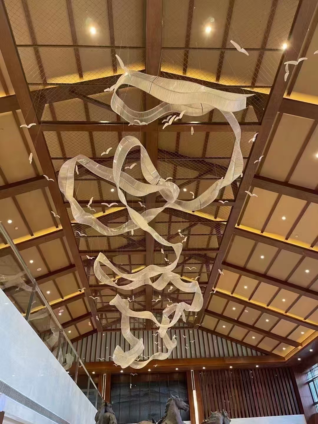 Ribbon Chandelier Pendant Light in Lobby